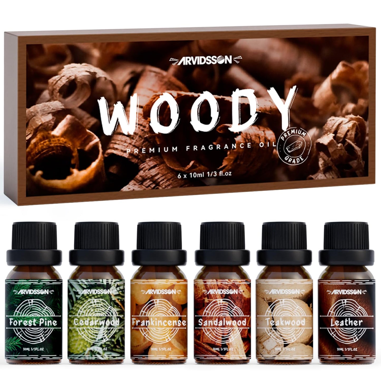 Hotel Diffuser Oils Gift Set, ARVIDSSON Luxury Fragrance Oil Blend, Hotel Scent Essential Oils for Diffuser, Jasmine & Mint, White Tea, Citrus Bliss, M-Way, Fancy Lobby, Gift for Women and Men
