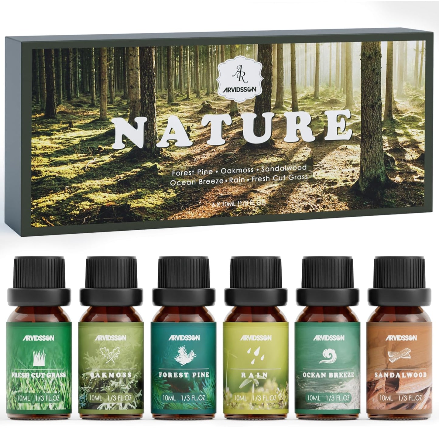 Hotel Diffuser Oils Gift Set, ARVIDSSON Luxury Fragrance Oil Blend, Hotel Scent Essential Oils for Diffuser, Jasmine & Mint, White Tea, Citrus Bliss, M-Way, Fancy Lobby, Gift for Women and Men