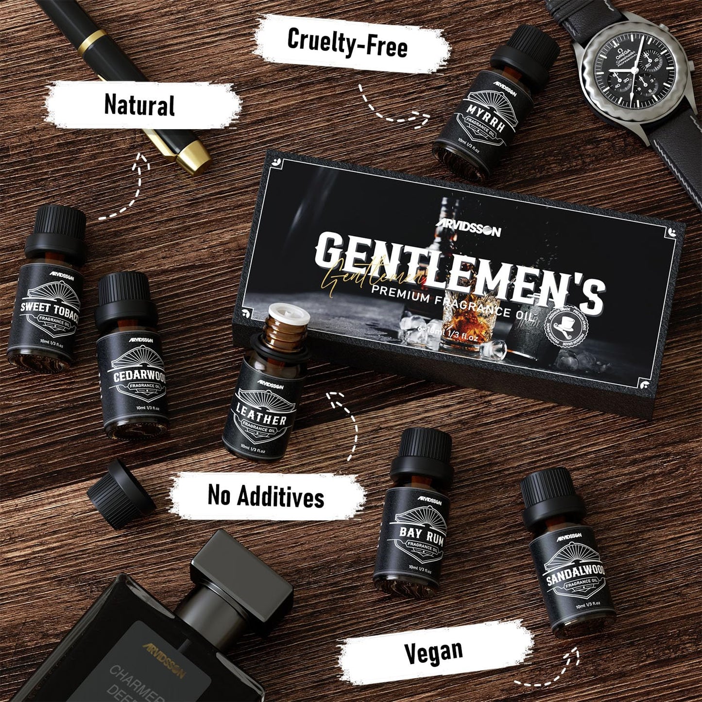 Hotel Diffuser Oils Gift Set, ARVIDSSON Luxury Fragrance Oil Blend, Hotel Scent Essential Oils for Diffuser, Jasmine & Mint, White Tea, Citrus Bliss, M-Way, Fancy Lobby, Gift for Women and Men