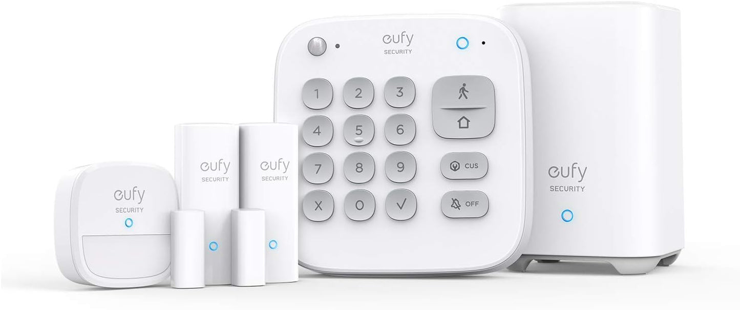 eufy Security 5-Piece Home Alarm Kit, Home Security System, Keypad, Motion Sensor, 2 Entry Sensors, Home Alarm System, Control from The App, Links with eufyCam, Optional 24/7 Protection