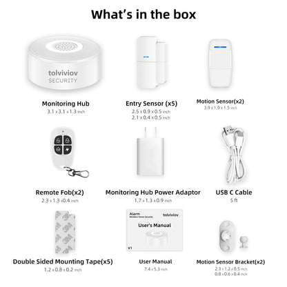 WiFi Door Alarm System, Wireless DIY Smart Home Security System, with Phone APP Alert, 8 Pieces-Kit (Alarm Siren, Door Window Sensor, Remote), Work with Alexa, for House, Apartment, by tolviviov