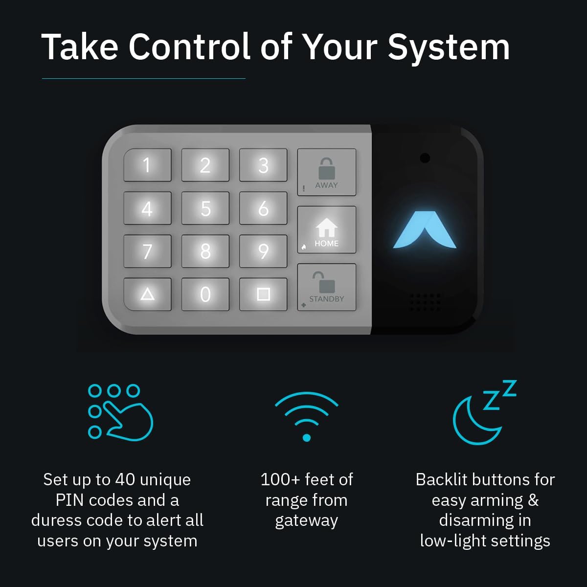 abode Keypad 2 | Arm & Disarm Your System | Detect Motion | Get Your System Status at A Glance | Requires Hub