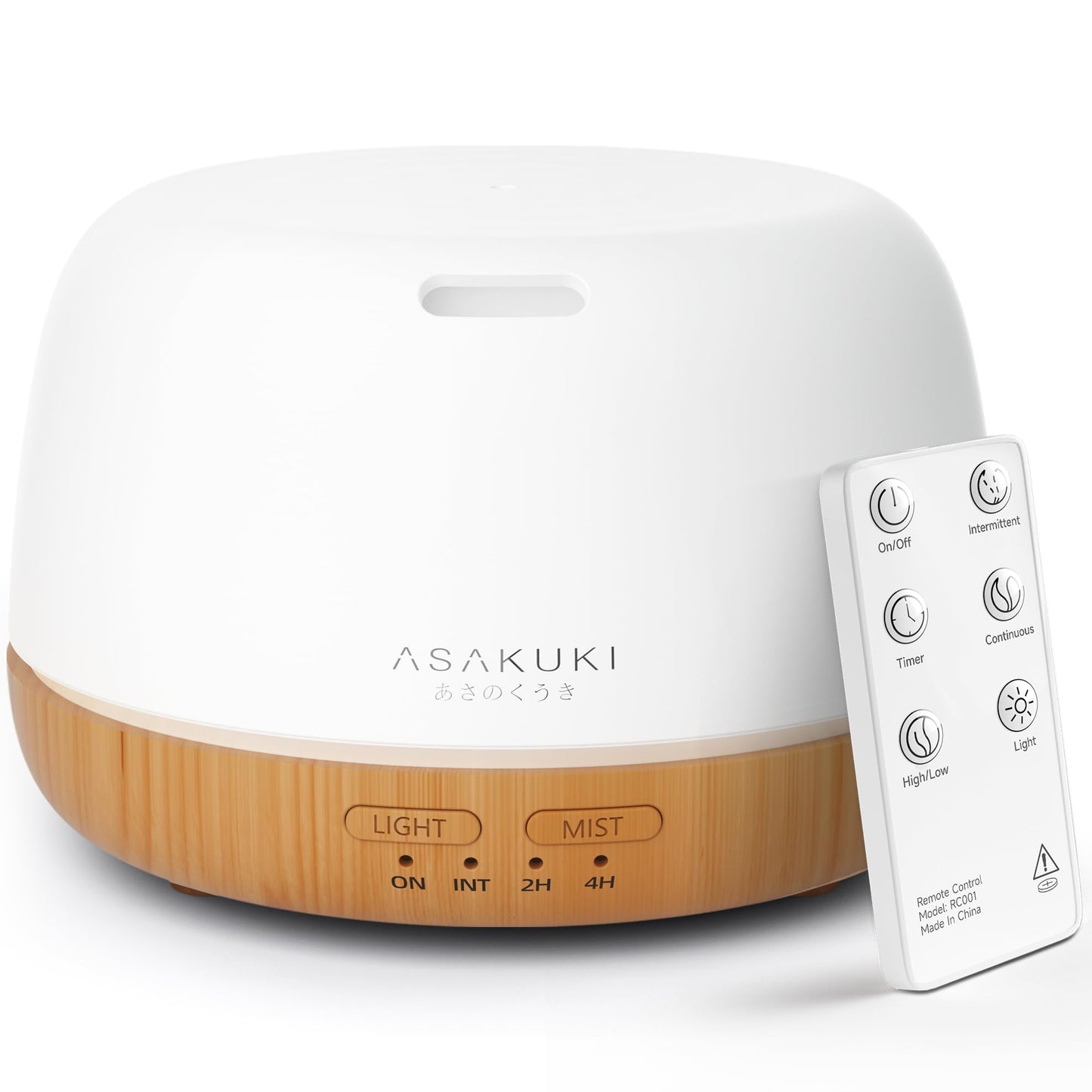 ASAKUKI Essential Oil Diffuser 500ml, Ultrasonic Aromatherapy Humidifier with Remote Control, 7 LED Colors, Timer & Auto-Off, Large Room Diffuser