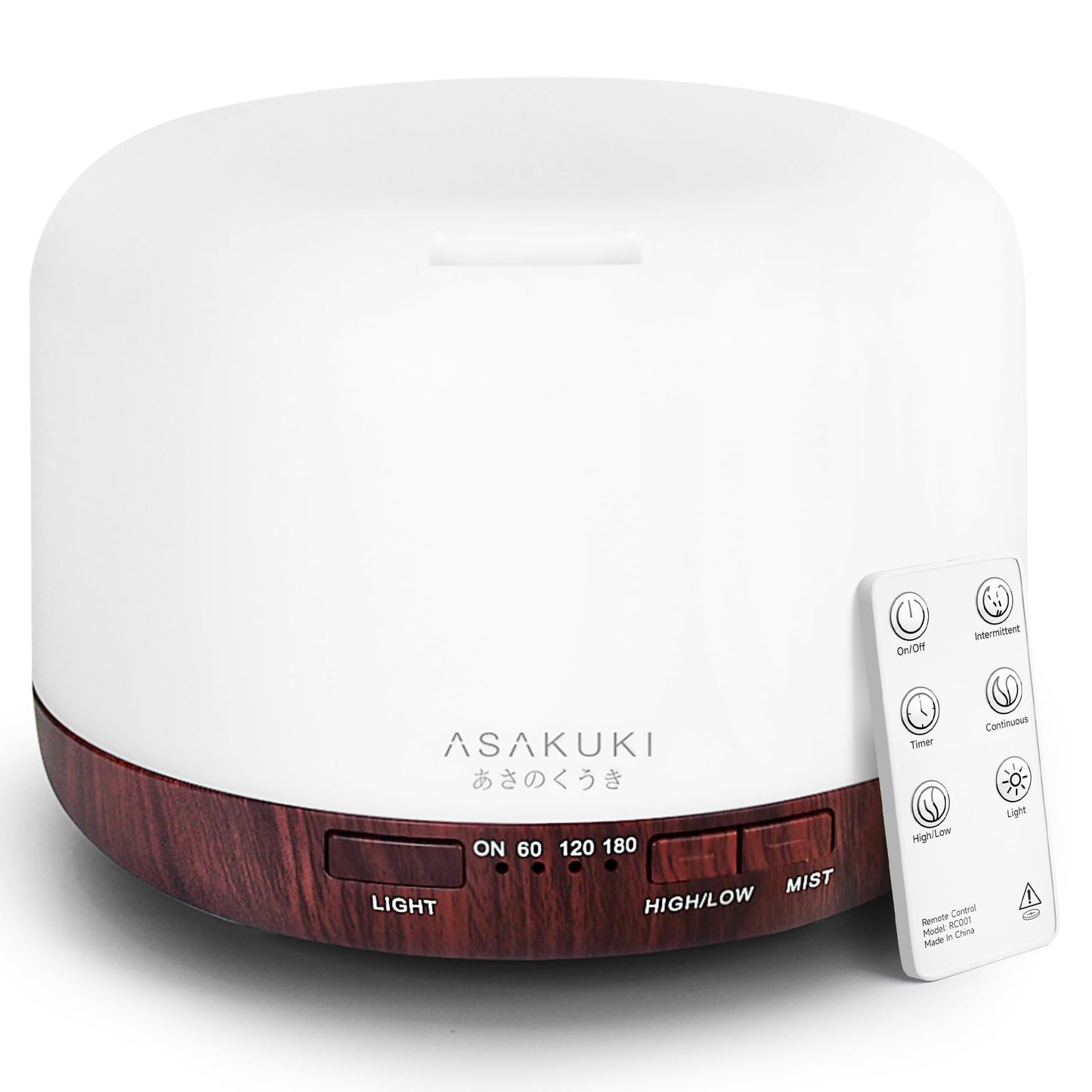 ASAKUKI Essential Oil Diffuser 500ml, Ultrasonic Aromatherapy Humidifier with Remote Control, 7 LED Colors, Timer & Auto-Off, Large Room Diffuser
