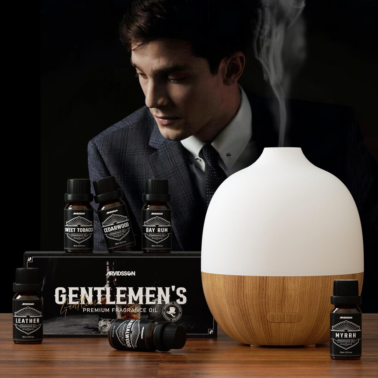 Hotel Diffuser Oils Gift Set, ARVIDSSON Luxury Fragrance Oil Blend, Hotel Scent Essential Oils for Diffuser, Jasmine & Mint, White Tea, Citrus Bliss, M-Way, Fancy Lobby, Gift for Women and Men
