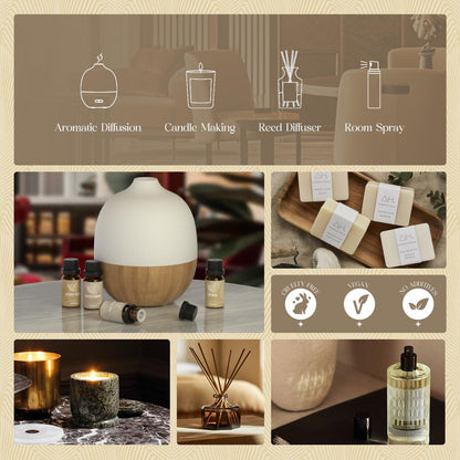 Hotel Diffuser Oils Gift Set, ARVIDSSON Luxury Fragrance Oil Blend, Hotel Scent Essential Oils for Diffuser, Jasmine & Mint, White Tea, Citrus Bliss, M-Way, Fancy Lobby, Gift for Women and Men