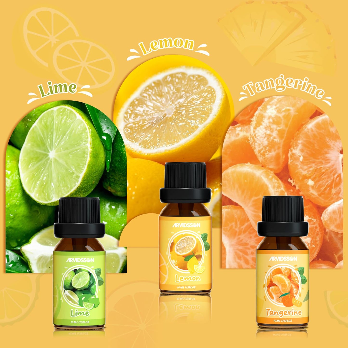 Hotel Diffuser Oils Gift Set, ARVIDSSON Luxury Fragrance Oil Blend, Hotel Scent Essential Oils for Diffuser, Jasmine & Mint, White Tea, Citrus Bliss, M-Way, Fancy Lobby, Gift for Women and Men
