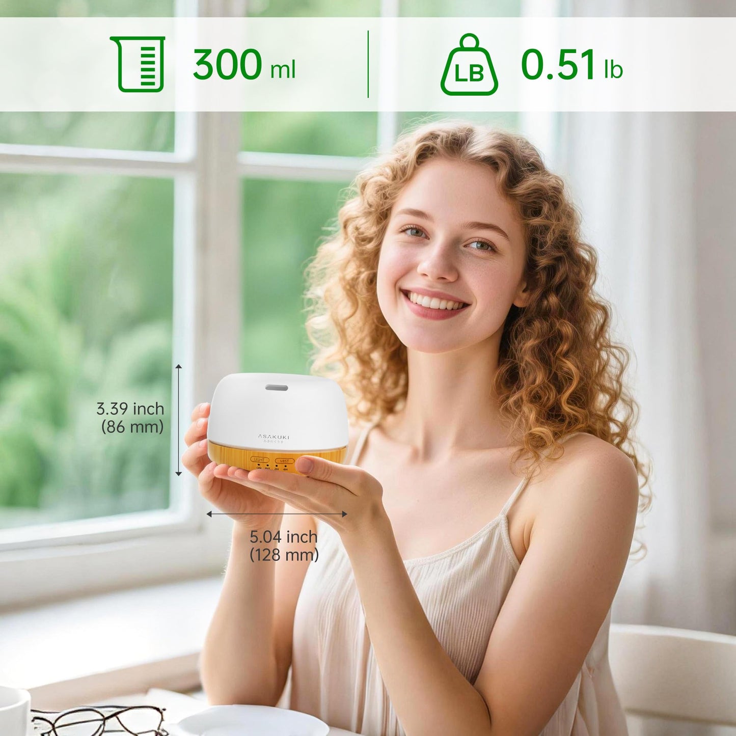 ASAKUKI Essential Oil Diffuser 500ml, Ultrasonic Aromatherapy Humidifier with Remote Control, 7 LED Colors, Timer & Auto-Off, Large Room Diffuser