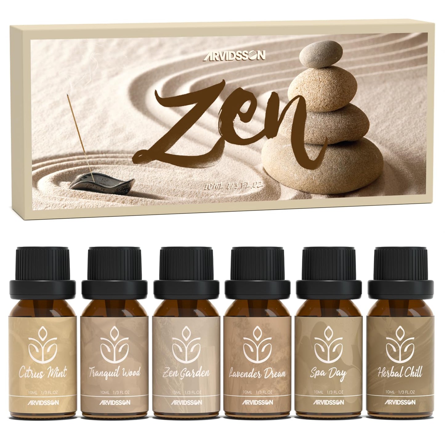 Hotel Diffuser Oils Gift Set, ARVIDSSON Luxury Fragrance Oil Blend, Hotel Scent Essential Oils for Diffuser, Jasmine & Mint, White Tea, Citrus Bliss, M-Way, Fancy Lobby, Gift for Women and Men