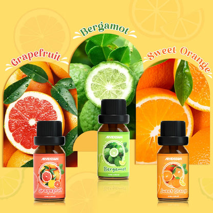 Hotel Diffuser Oils Gift Set, ARVIDSSON Luxury Fragrance Oil Blend, Hotel Scent Essential Oils for Diffuser, Jasmine & Mint, White Tea, Citrus Bliss, M-Way, Fancy Lobby, Gift for Women and Men