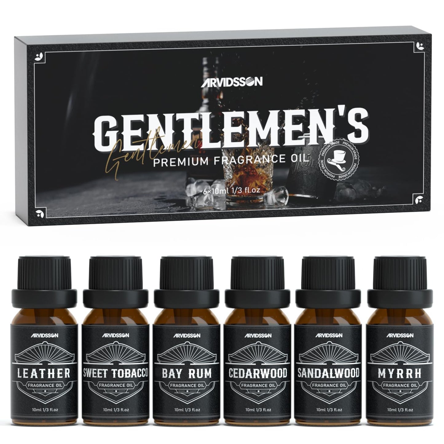 Hotel Diffuser Oils Gift Set, ARVIDSSON Luxury Fragrance Oil Blend, Hotel Scent Essential Oils for Diffuser, Jasmine & Mint, White Tea, Citrus Bliss, M-Way, Fancy Lobby, Gift for Women and Men