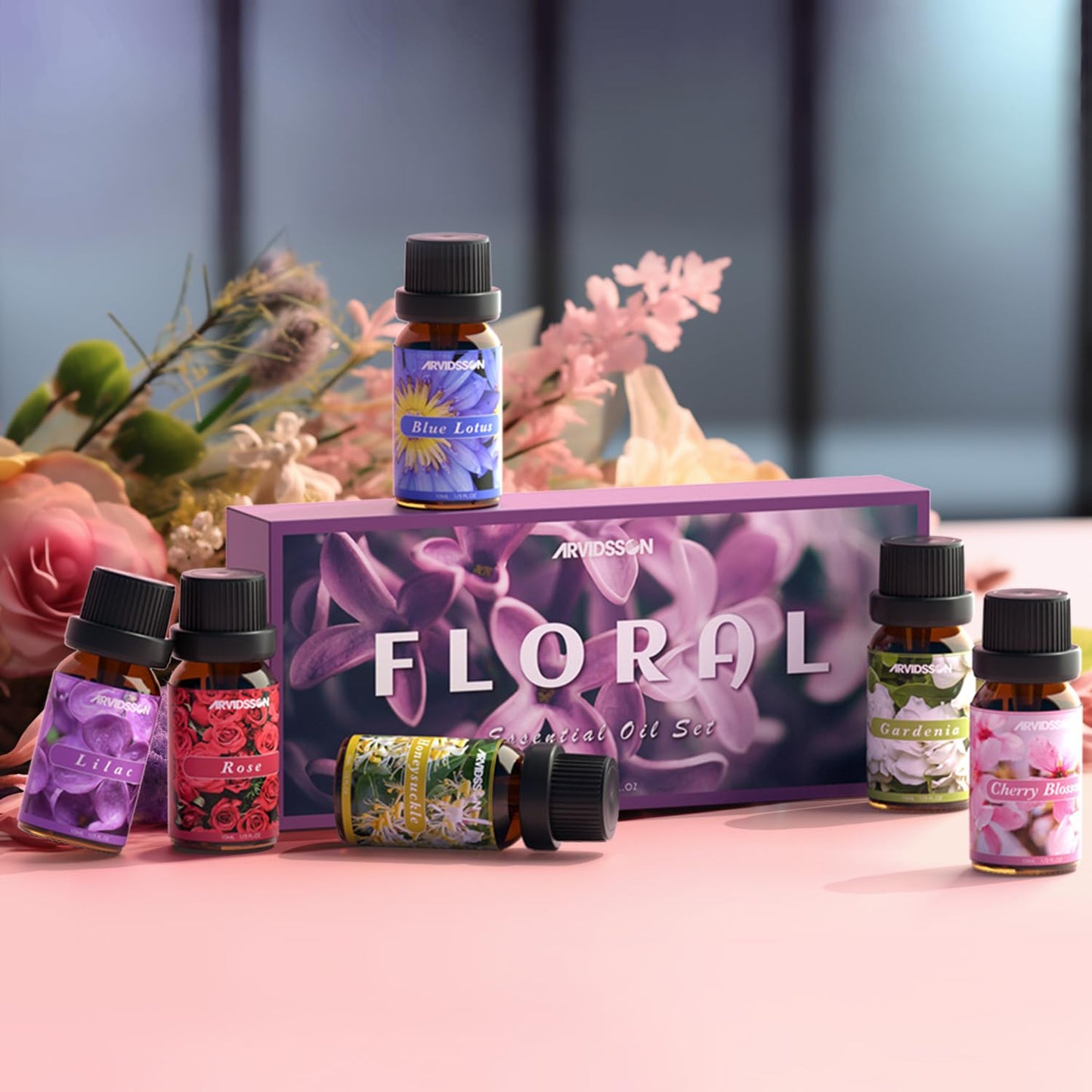 Hotel Diffuser Oils Gift Set, ARVIDSSON Luxury Fragrance Oil Blend, Hotel Scent Essential Oils for Diffuser, Jasmine & Mint, White Tea, Citrus Bliss, M-Way, Fancy Lobby, Gift for Women and Men