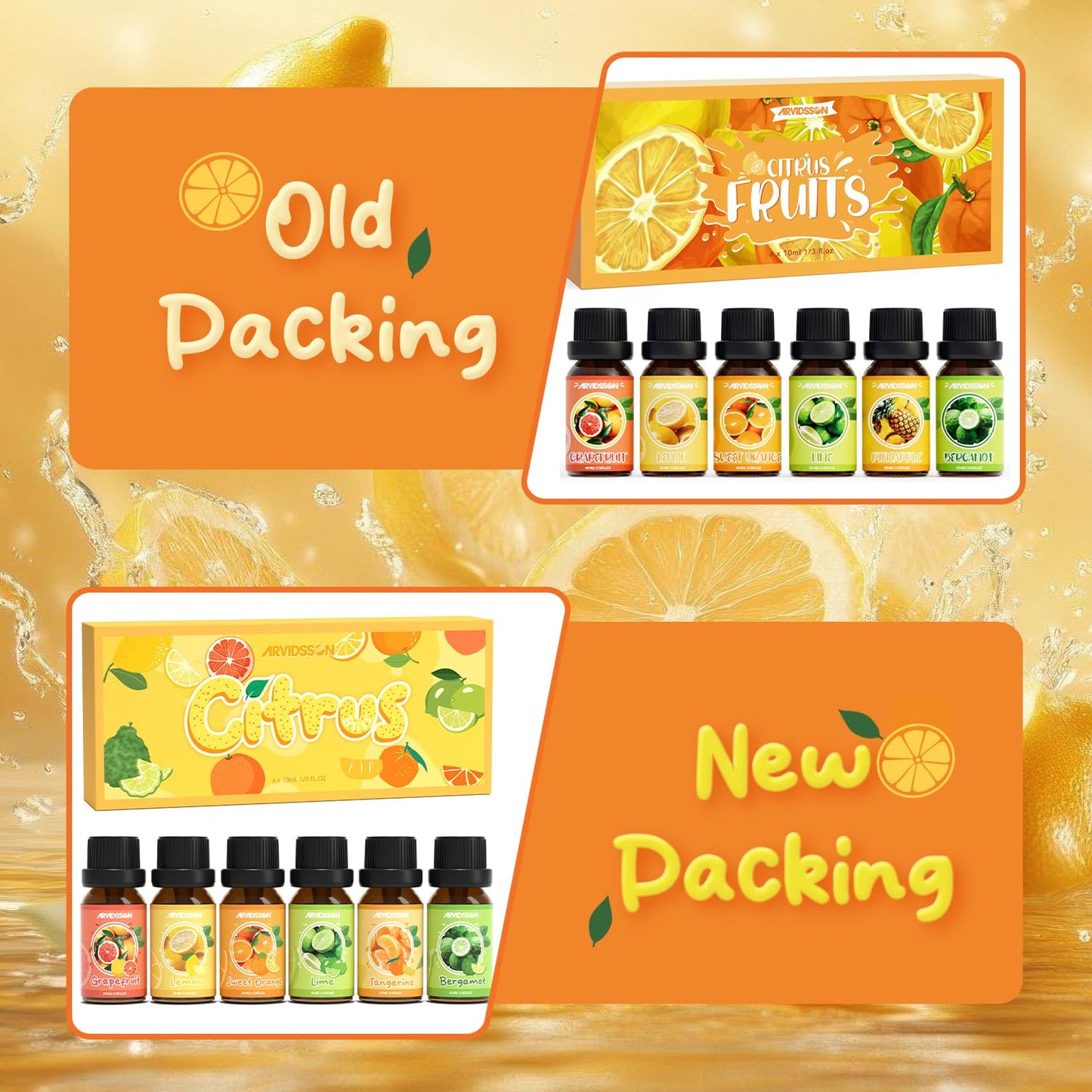 Hotel Diffuser Oils Gift Set, ARVIDSSON Luxury Fragrance Oil Blend, Hotel Scent Essential Oils for Diffuser, Jasmine & Mint, White Tea, Citrus Bliss, M-Way, Fancy Lobby, Gift for Women and Men