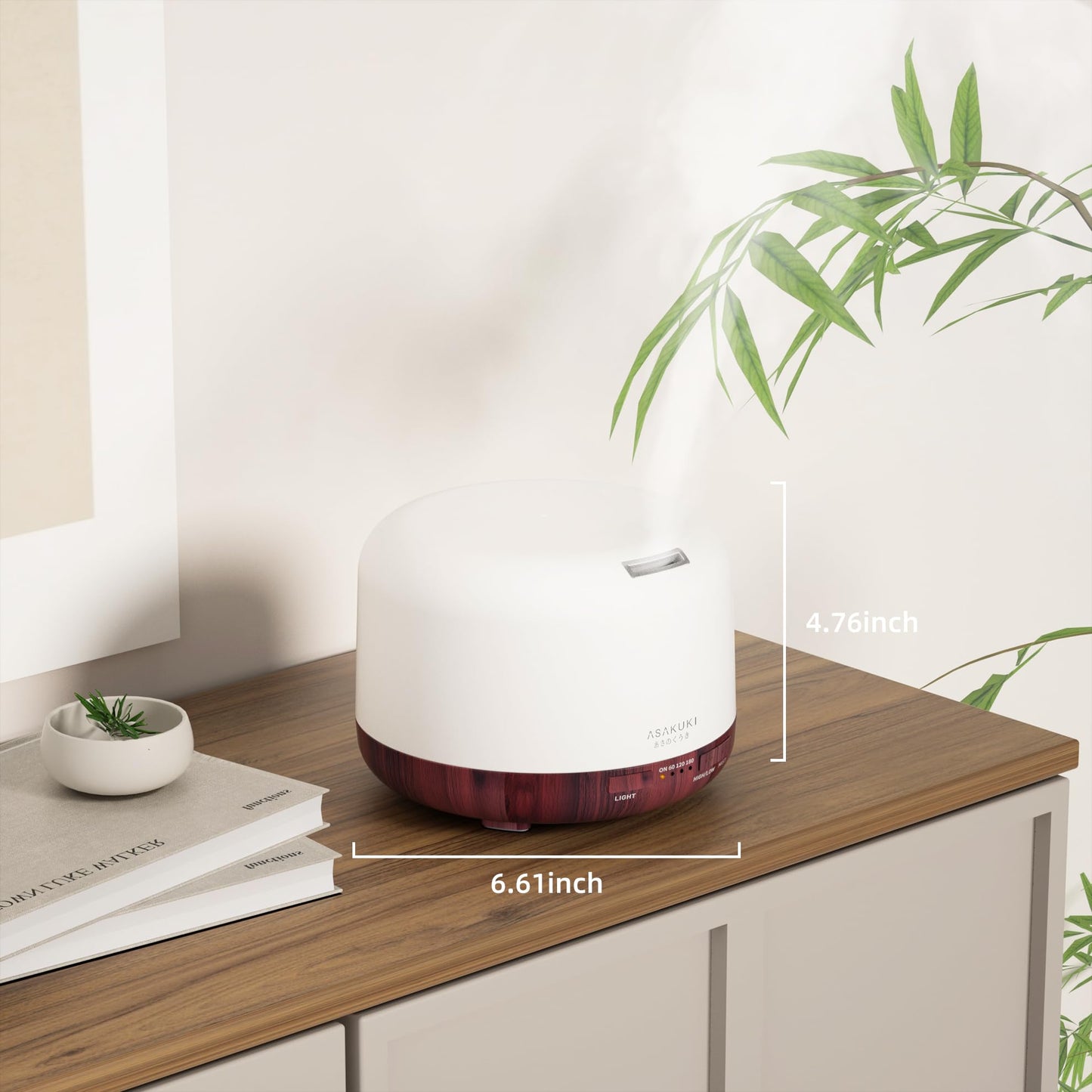 ASAKUKI Essential Oil Diffuser 500ml, Ultrasonic Aromatherapy Humidifier with Remote Control, 7 LED Colors, Timer & Auto-Off, Large Room Diffuser