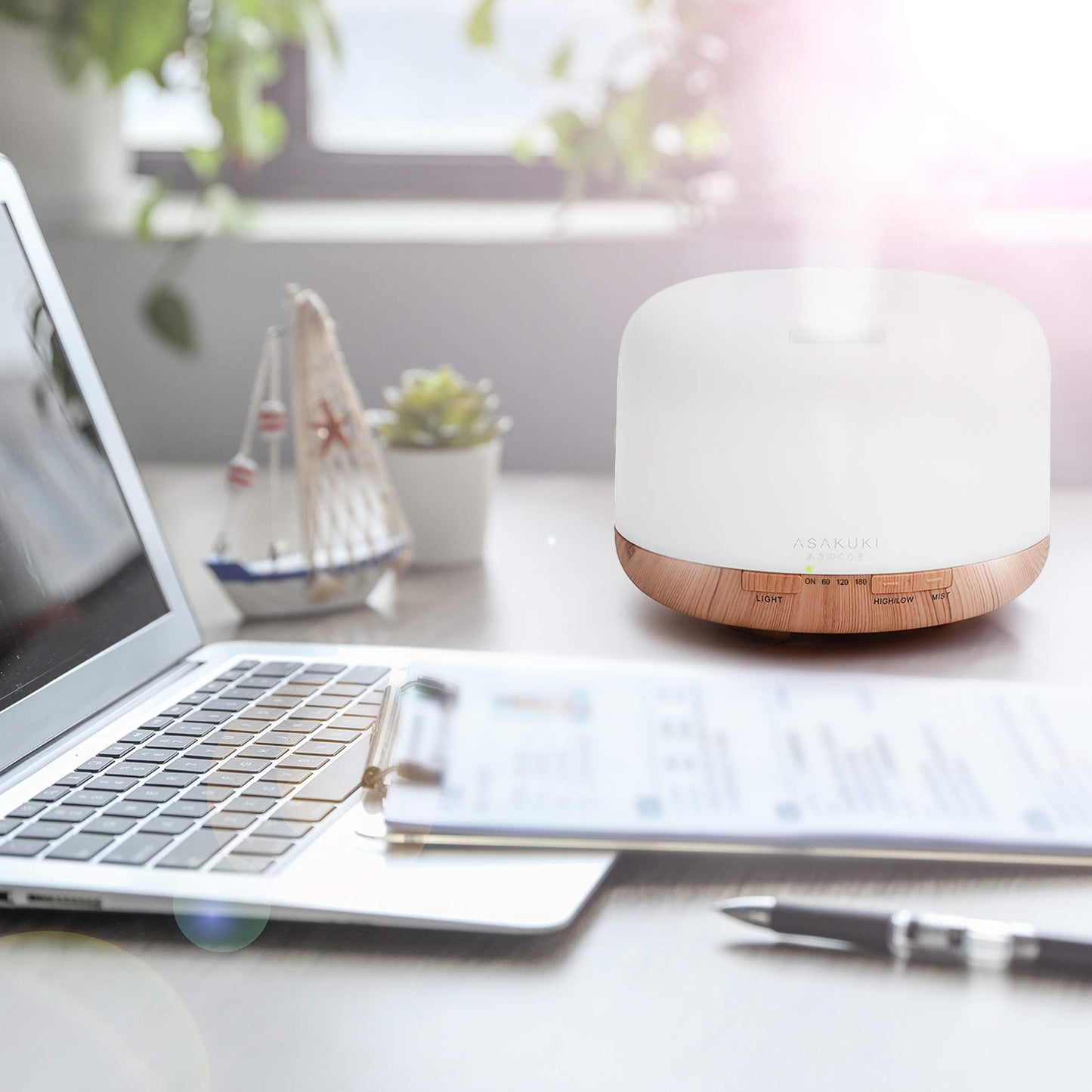 ASAKUKI Essential Oil Diffuser 500ml, Ultrasonic Aromatherapy Humidifier with Remote Control, 7 LED Colors, Timer & Auto-Off, Large Room Diffuser