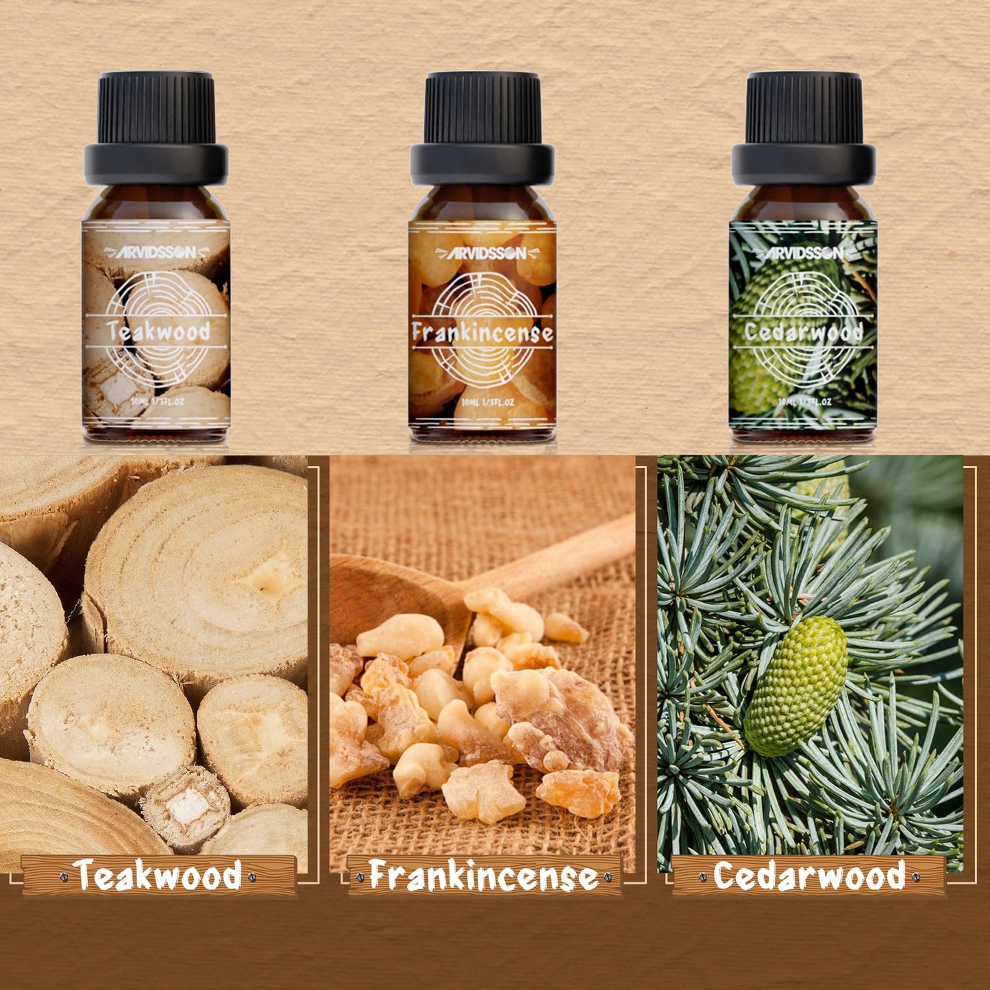 Hotel Diffuser Oils Gift Set, ARVIDSSON Luxury Fragrance Oil Blend, Hotel Scent Essential Oils for Diffuser, Jasmine & Mint, White Tea, Citrus Bliss, M-Way, Fancy Lobby, Gift for Women and Men