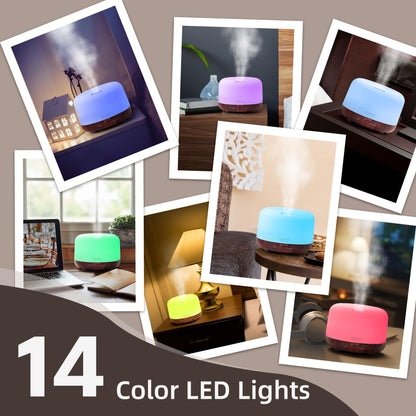 ASAKUKI Essential Oil Diffuser 500ml, Ultrasonic Aromatherapy Humidifier with Remote Control, 7 LED Colors, Timer & Auto-Off, Large Room Diffuser