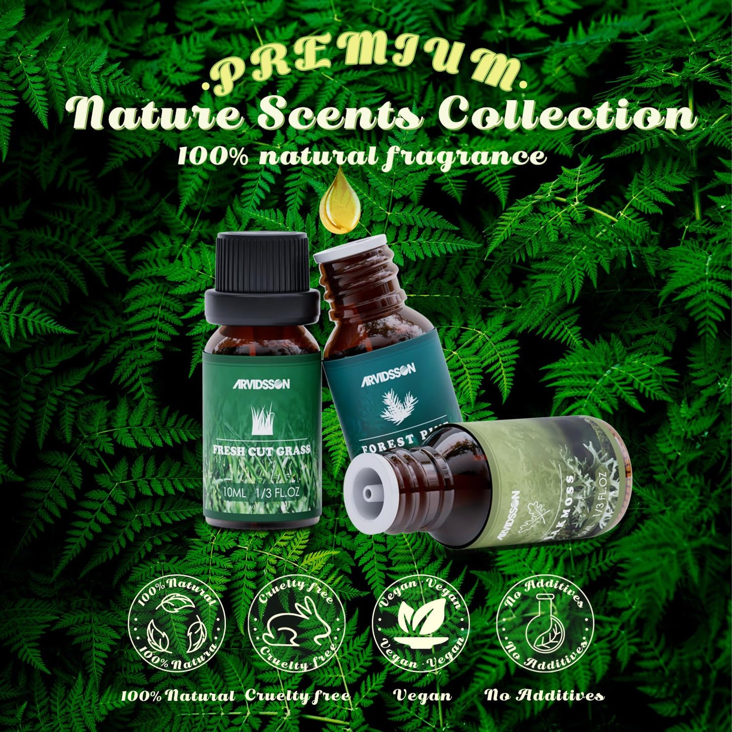 Hotel Diffuser Oils Gift Set, ARVIDSSON Luxury Fragrance Oil Blend, Hotel Scent Essential Oils for Diffuser, Jasmine & Mint, White Tea, Citrus Bliss, M-Way, Fancy Lobby, Gift for Women and Men