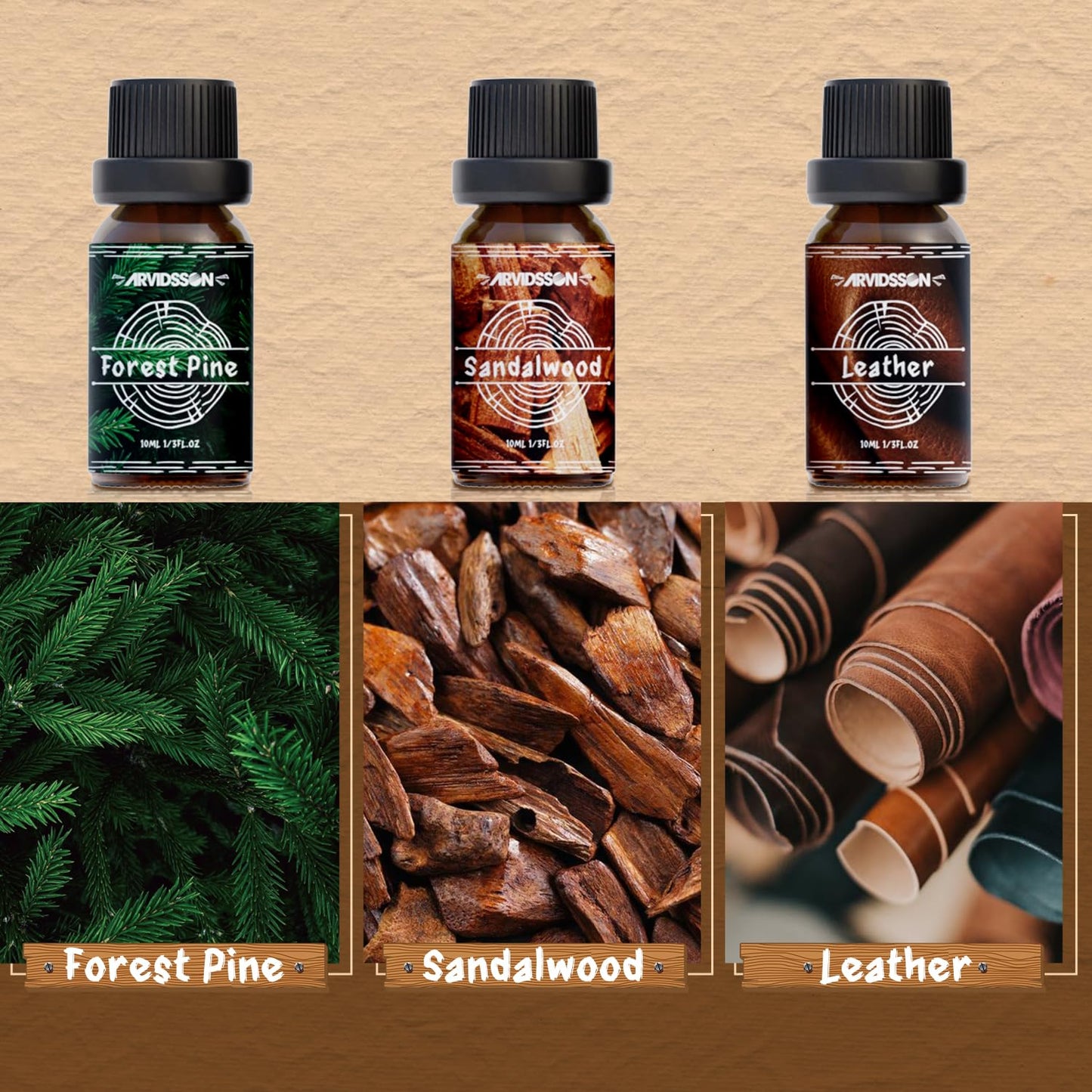 Hotel Diffuser Oils Gift Set, ARVIDSSON Luxury Fragrance Oil Blend, Hotel Scent Essential Oils for Diffuser, Jasmine & Mint, White Tea, Citrus Bliss, M-Way, Fancy Lobby, Gift for Women and Men