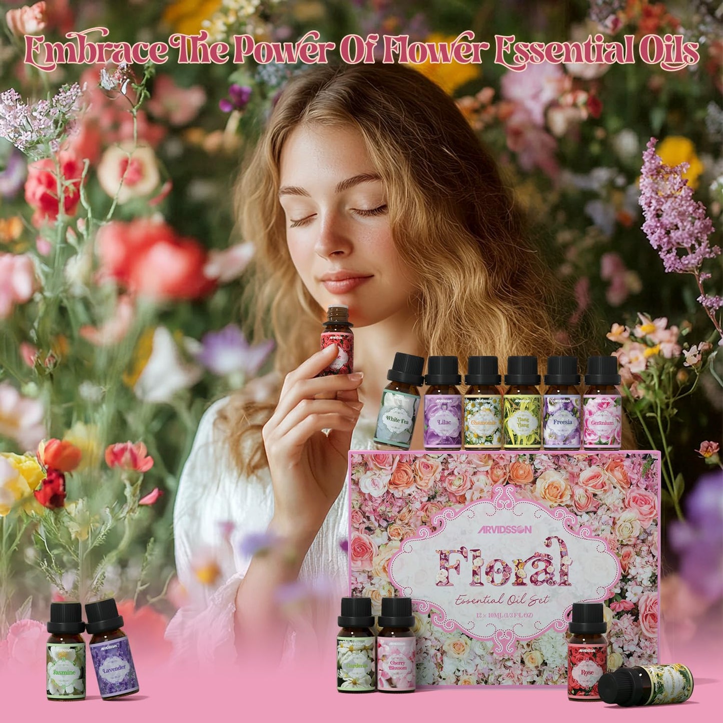 Hotel Diffuser Oils Gift Set, ARVIDSSON Luxury Fragrance Oil Blend, Hotel Scent Essential Oils for Diffuser, Jasmine & Mint, White Tea, Citrus Bliss, M-Way, Fancy Lobby, Gift for Women and Men