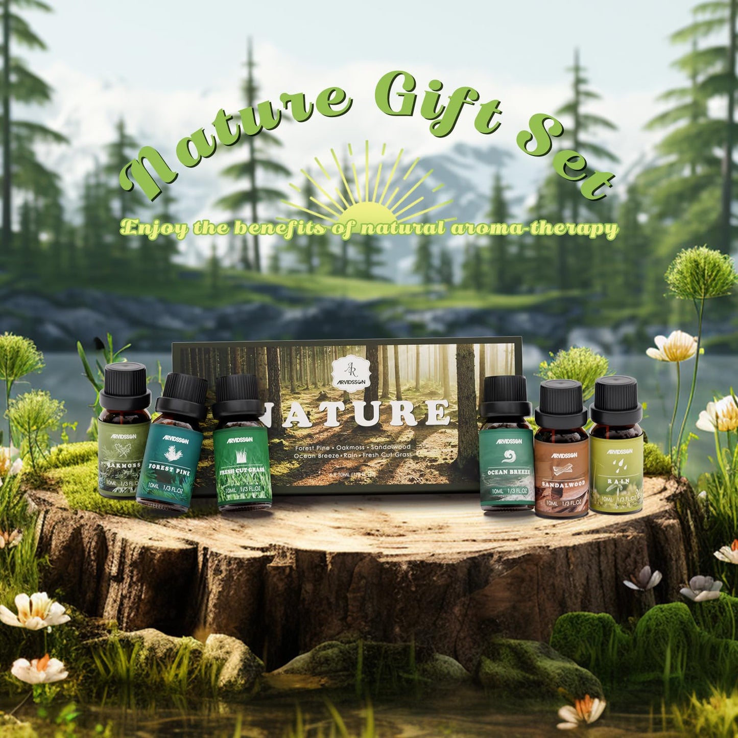 Hotel Diffuser Oils Gift Set, ARVIDSSON Luxury Fragrance Oil Blend, Hotel Scent Essential Oils for Diffuser, Jasmine & Mint, White Tea, Citrus Bliss, M-Way, Fancy Lobby, Gift for Women and Men