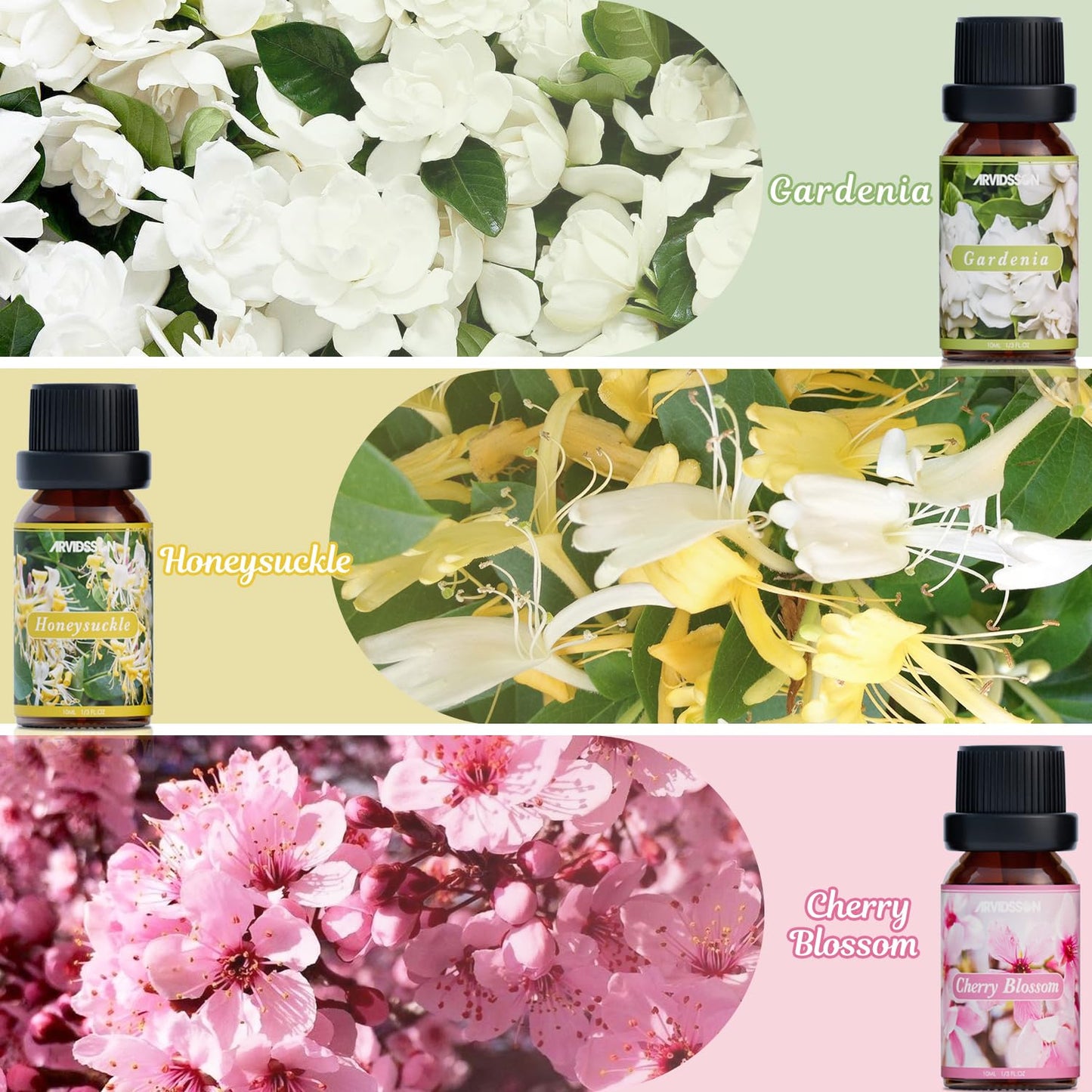 Hotel Diffuser Oils Gift Set, ARVIDSSON Luxury Fragrance Oil Blend, Hotel Scent Essential Oils for Diffuser, Jasmine & Mint, White Tea, Citrus Bliss, M-Way, Fancy Lobby, Gift for Women and Men