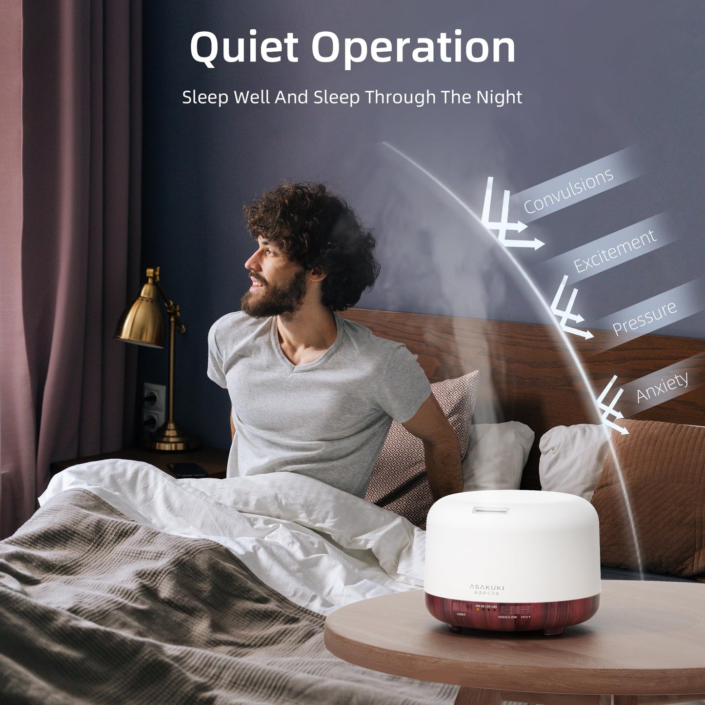 ASAKUKI Essential Oil Diffuser 500ml, Ultrasonic Aromatherapy Humidifier with Remote Control, 7 LED Colors, Timer & Auto-Off, Large Room Diffuser