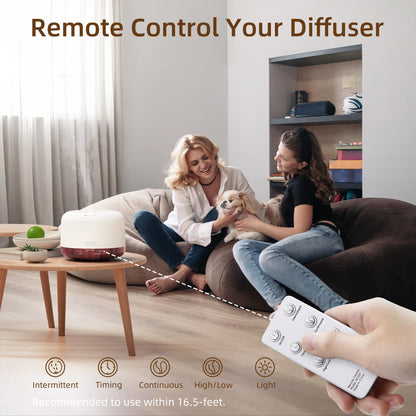 ASAKUKI Essential Oil Diffuser 500ml, Ultrasonic Aromatherapy Humidifier with Remote Control, 7 LED Colors, Timer & Auto-Off, Large Room Diffuser